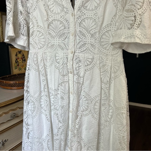 Maeve Anthropologie Eyelet Midi Dress Size 14 - Picture 10 of 15